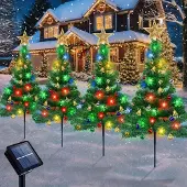 Dripio Solar-Weihnachtsbaum 4er-Pack, 80 LED, bunt, Schneeflocken