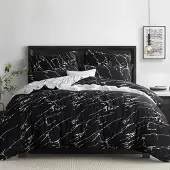 Trankielo – Bettwäsche-Set, 3-teilig, 220x240 cm – Mikrofaser, Marmormuster, knitterarm, weich, atmungsaktiv