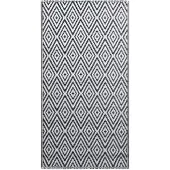 Festnight Outdoorteppich Wetterfest 190x290 cm Weiß Schwarz PP Jacquard Muster