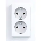 Hager WAS2177WG Doppelsteckdose SCHUKO mit Abdeckplatte, hoch, Steckklemmen, A.8, lichtweiß gl
