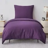 Trankielo - 2-teiliges Bettwäsche-Set aus Mikrofaser – Bettbezug 155x220 cm, Kopfbezug 80x80 cm, lila