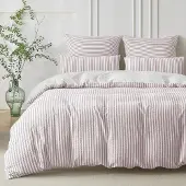 SOULFUL Bettwäsche-Set 155x220 cm Baumwolle Jacquard Gestreift Altrosa & Weiß 2-teilig