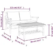 vidaXL 2-tlg. Garten-Lounge-Set mit Cremeweißen Kissen Bambus