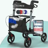 ELONEO Rollator Leichtgewichtrollator mit Stockhalter, Einkaufstasche & Rückengurt 1 St