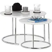 B2X Couchtisch Staatstisch Rund, 2-teilig, Höhe 9cm, Ø 69cm, platzsparend zusammenschiebbar