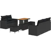 Selius Modulares Lounge-Set, Schwarz, aus Poly-Rattan – 5 Sitzplätze – Wetterbeständig – Mit Stauraum