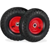 Dripio 2x Steckwagenrad 4.1/3.5-4, Luftreifen, schwarz-rot, 260x85 mm