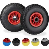 Dripio 2er-Pack Steckwagenrad 3.00-4", 260x85 mm, bis 80 kg, schwarz-rot