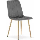 Kendra Home Stuhl Lava aus dunkelgrauem Samt mit Holzoptik-Beinen