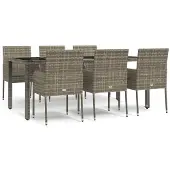 Selius Gartenmöbel-Set aus Poly-Rattan – 7-teilig, Grau – 190 cm Länge