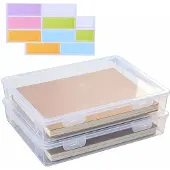 Merkloos Set aus 2 transparenten A4-Dokumentenboxen mit Klappdeckel