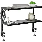 OEM Schreibtisch-Organizer 61 cm, 2 Ebenen, Schwarz, Klemmbefestigung