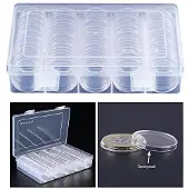 Merkloos Set mit 100 transparenten Münzbehältern, 30 mm Durchmesser