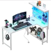 OEM L-förmiger Gaming-Schreibtisch mit Lochwand, 120x80 cm, Weiß