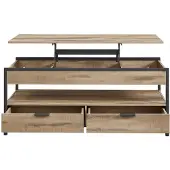 BellaFurn Höhenverstellbarer Couchtisch mit Schubladen | Braun-Schwarz | 120x50x48-63 cm