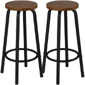 BellaFurn Set aus 2 Barhockern, runder Sitz aus MDF-Metall | Dunkle Buche | 30x30x71cm