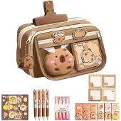 Merkloos Süßes Etui mit Capybara-Motiv, braun, mit mehreren Fächern