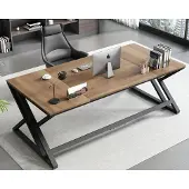 OEM Rustikaler Computerschreibtisch, 180x80x76 cm, Holz/Metall, Eiche