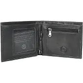 Merkloos Leren Brieftasche, schwarz, mit Münzfach
