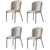 JVmoebel Stühle-Set 4x Stuhl Modern Stoff Komfortabel Beige Weich Bequem