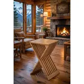 AEA Eleganter Beistelltisch aus Holz im modernen Design mit X-Form