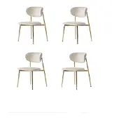 JVmoebel Stuhl-Set 4x Stuhl Beige Bequem Weich Stoff Modern Golden Elements