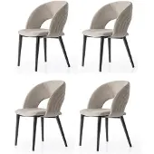 JVmoebel Stühle-Set 4x Stuhl Modern Stoff Komfortabel Beige Weich Bequem