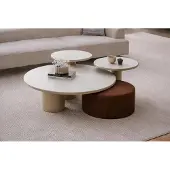 AEA Moderner Tisch-Set Designer Couchtisch Edle Beistelltisch 3tlg