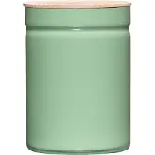Riess Vorratsdose 2250ml Emaille mit Eschenholzdeckel slow green