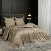 Merkloos Bio-Bambus-Bettwäsche-Set, 200 x 200 cm, Gold-Khaki