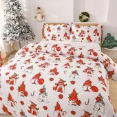 Sonstiges Bettwäsche-Set 155x220cm Weiß Mikrofaser 2 Kissenbezüge 80x80cm Weihnachtself Reißverschluss