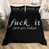 Loussiesd Bettwäsche-Set 155x220cm mit Kissenbezug 80x80cm, Schwarz-Weiß Kreative Worte, Super Mikrofaser