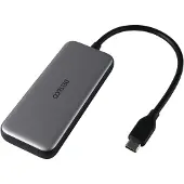 Deltaco USBC-HUB204, USB Typ-C, USB Typ-C, 5000 Mbit/s, Grau, 100 W, Rundkabel