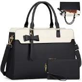 Merkloos Damen-Laptop-Handtasche, 15,6 Zoll, wasserdicht, aus Kunstleder