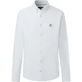 Hackett London für Herren. HM3010910 Heritage Ess Solid Oxford Hemd Weiß (XL), Lässig, Baumwolle, Klassisch, Langarm