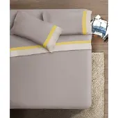 OEM Bettwäsche-Set mit Doppelvolant, Baumwolle, Doppelbett, Creme/Ocker