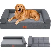 GTPLAYER Hundebett – 130x105x21cm, Eierschalen-Schaumstoff mit Druckentlastung, wasserdichtes, waschbares Hundebett mit 2-in-1-Kühl-/Heizunterlage