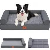 GTPLAYER Hundebett – 119x84x21cm, Eierschalen-Schaumstoff mit Druckentlastung, wasserdichtes, waschbares Hundebett mit 2-in-1-Kühl-/Heizunterlage