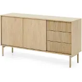 Homebook TAVO – Kommode mit geriffelter Front, 2 Türen und 3 Schubladen, 153 cm, Eiche Cremona