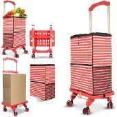 Markenlos Faltbarer Einkaufswagen rot - praktisch und platzsparend