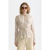 Scotch & Soda Printed Tied Front Woven Top Cosmic Sky Eggnog Größe: 36 | Longsleeves Outlet | Damen