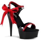 Pleaser DELIGHT-615 Damen Sandale von , Schwarz-Rot EU 39, US 9