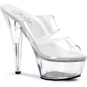 Pleaser KISS-202 Damen Sandale von , Transparent EU 44, US 14