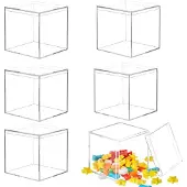 Merkloos Set aus 6 Acryl-Ausstellungsboxen mit Deckel, 10x10x10 cm
