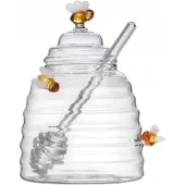 MPLCo Glas Honigtopf mit Bienen Motiv 500 ml mit Löffel