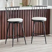 Ninkear Barhocker Metall, Windsor-Stil, gepolstert, für Kücheninsel/Bar/Restaurant (White)