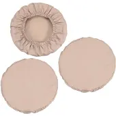 Merkloos Omgoods – Set aus 3 runden Hockerbezügen aus Kunstleder, Khaki