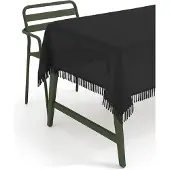 Texpot Gartentischdecke Fransen Weichschaum 160 cm rund - schwarz