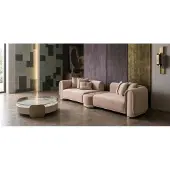 AEA Beiges Wohnzimmer-Set weiches 3-Sitzer-Sofa runder Couchtisch Designermöbel