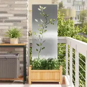 Syfax Garten Sichtschutz-Leinwand Floral Silber 50 x 140 cm Edelstahl